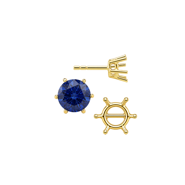 Round Six Prong Basket Earrings with Push Post