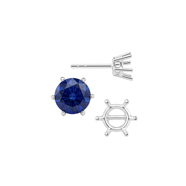Round Six Prong Basket Earrings with Push Post