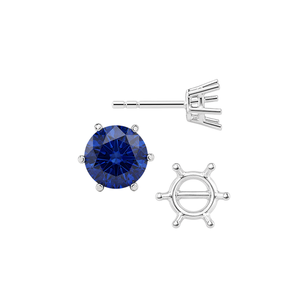 Round Six Prong Basket Earrings with Push Post