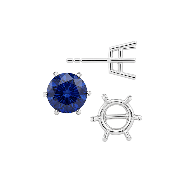 Round Six Prong Basket Earrings with Push Post