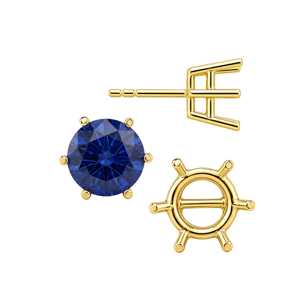 Round Six Prong Basket Earrings with Push Post