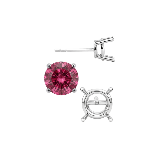 Round Four Prong Standard Weight Basket Earrings with Push Post