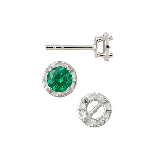 Round Four Prong Illusion Top Earrings with Push Post
