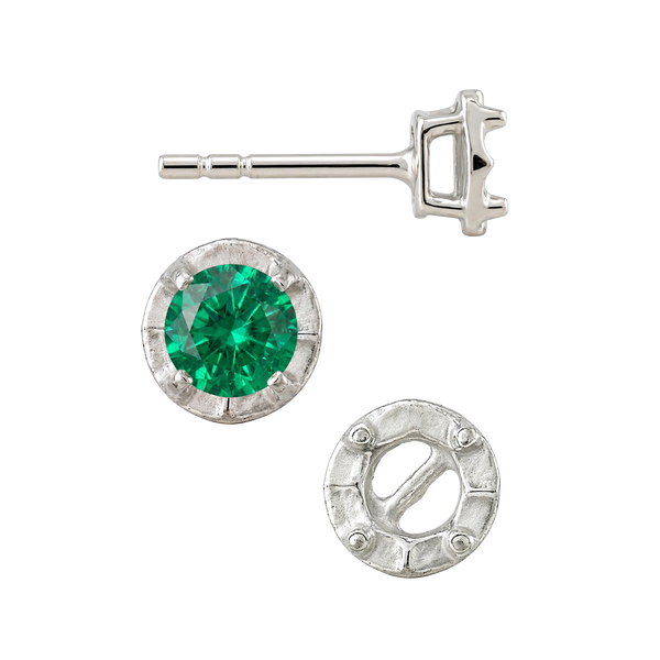 Round Four Prong Illusion Top Earrings with Push Post
