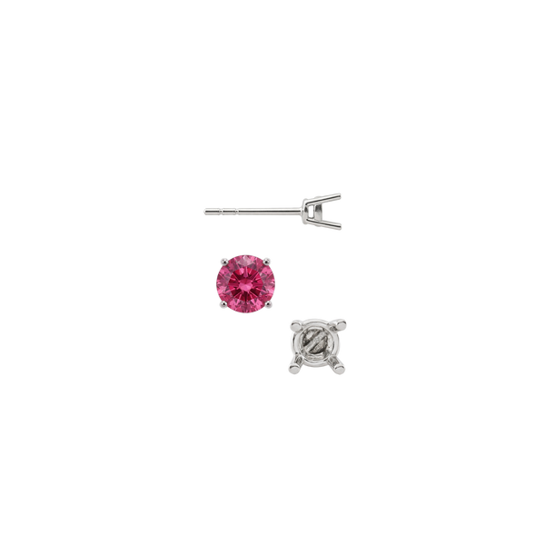 Round Four Prong Medium Weight Basket Earrings with Push Post