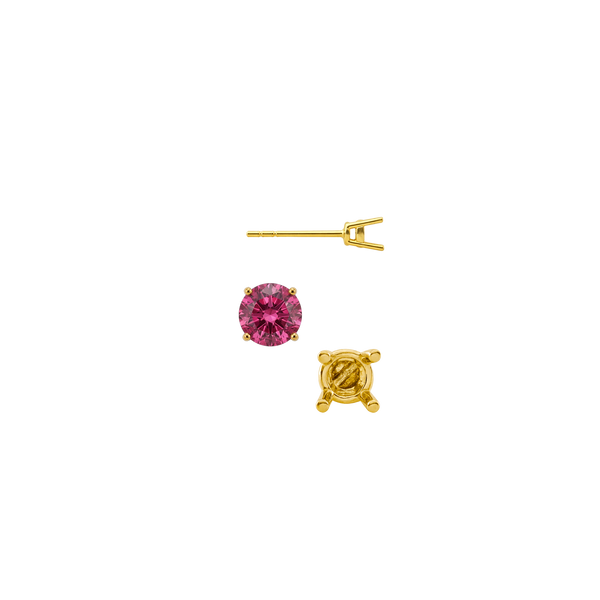Round Four Prong Medium Weight Basket Earrings with Push Post