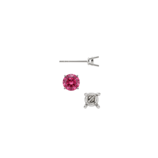 Round Four Prong Medium Weight Basket Earrings with Push Post