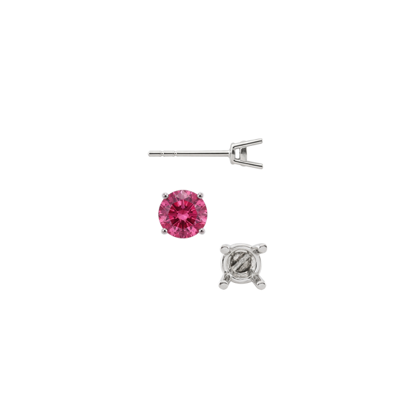 Round Four Prong Medium Weight Basket Earrings with Push Post