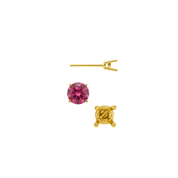 Round Four Prong Medium Weight Basket Earrings with Push Post