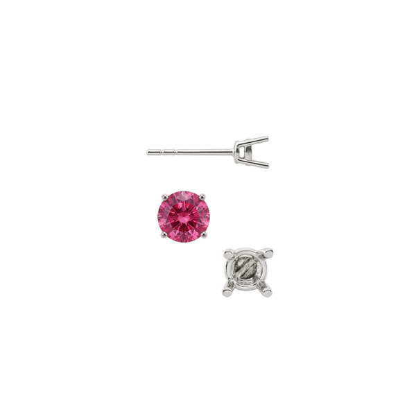 Round Four Prong Medium Weight Basket Earrings with Push Post