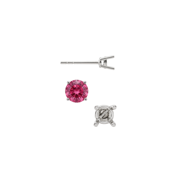 Round Four Prong Medium Weight Basket Earrings with Push Post