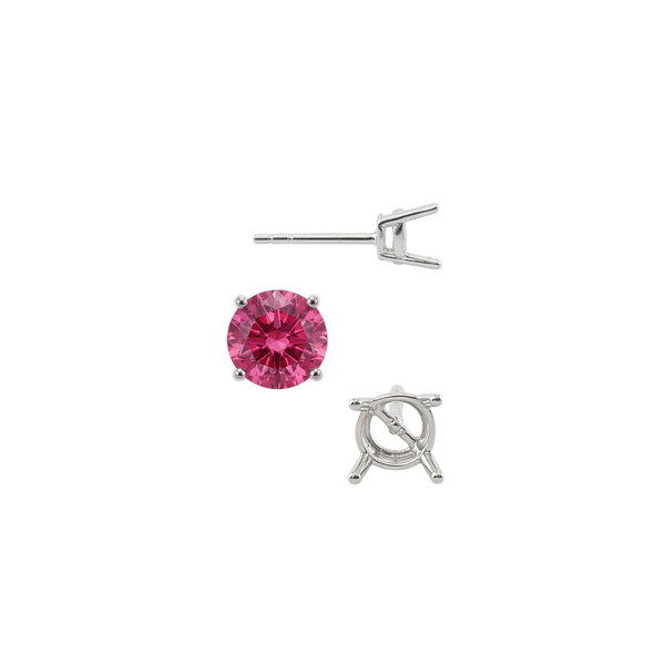 Round Four Prong Medium Weight Basket Earrings with Push Post