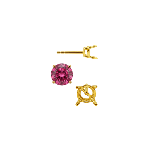 Round Four Prong Medium Weight Basket Earrings with Push Post