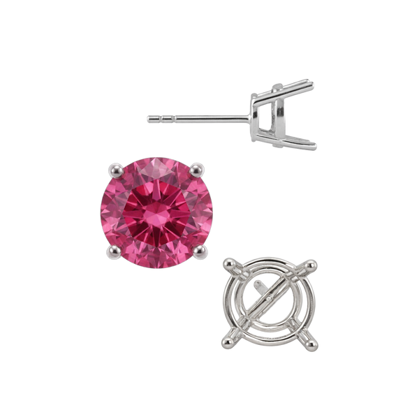 Round Four Prong Medium Weight Basket Earrings with Push Post