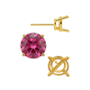 Round Four Prong Medium Weight Basket Earrings with Push Post