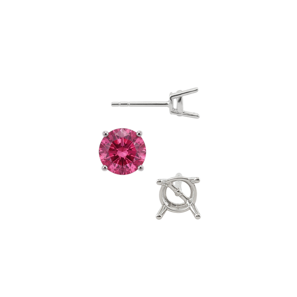 Round Four Prong Medium Weight Basket Earrings with Push Post