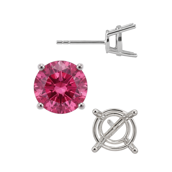 Round Four Prong Medium Weight Basket Earrings with Push Post