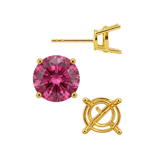 Round Four Prong Medium Weight Basket Earrings with Push Post