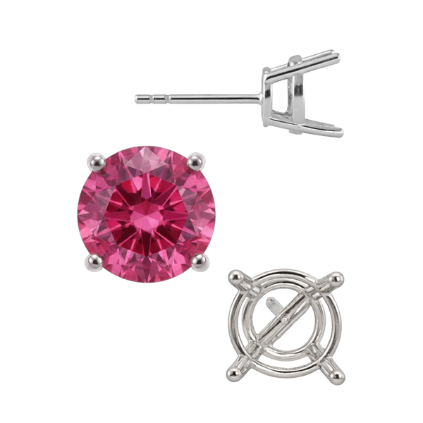 Round Four Prong Medium Weight Basket Earrings with Push Post