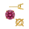 Round Four Prong Medium Weight Basket Earrings with Push Post