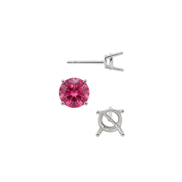 Round Four Prong Medium Weight Basket Earrings with Push Post