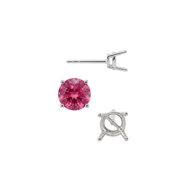 Round Four Prong Medium Weight Basket Earrings with Push Post