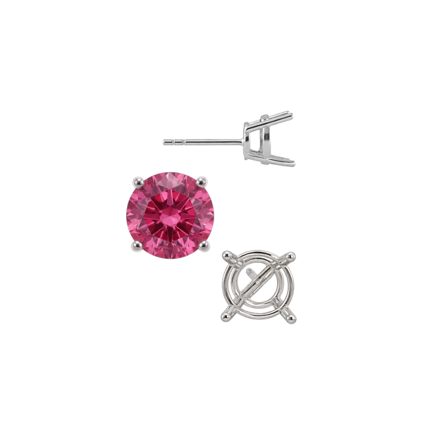 Round Four Prong Medium Weight Basket Earrings with Push Post