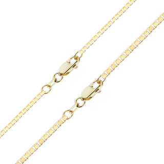 Finished Diamond Cut Venetian Box Anklet in 14K Yellow Gold