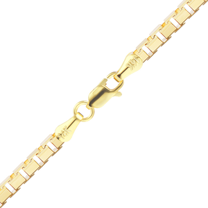 Finished Diamond Cut Venetian Box Anklet in 14K Yellow Gold
