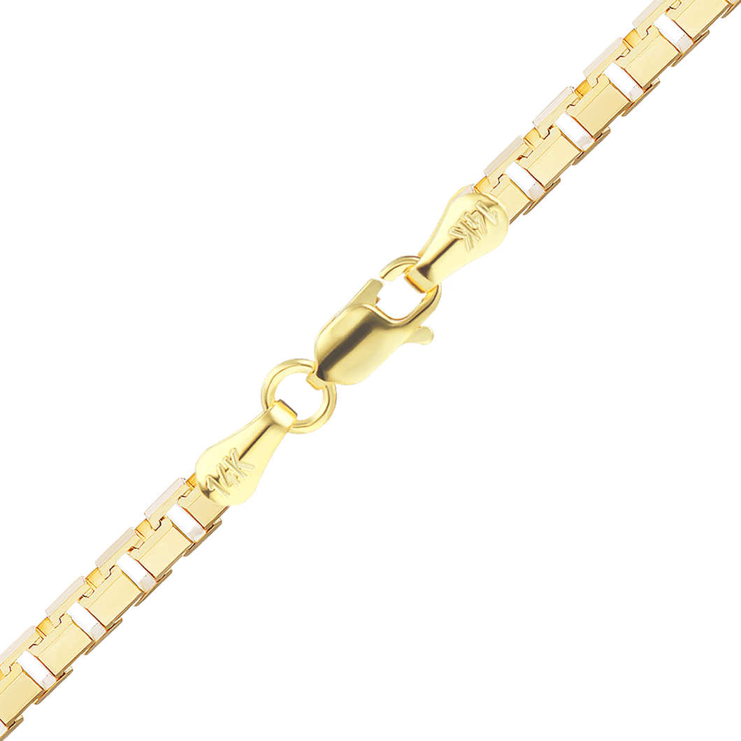 Finished Diamond Cut Venetian Box Necklace in 14K Yellow Gold