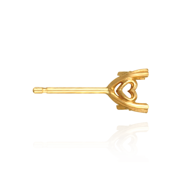 14K Gold ITI NYC Double Prong Princess Earrings with Heart Theme