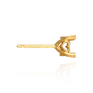 14K Gold ITI NYC Double Prong Princess Earrings with Heart Theme