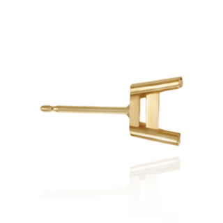 14K Gold, 18K Gold, Platinum, Sterling Silver ITI NYC Square Four Prong Flat Side Earrings