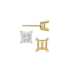 Square Four Prong Flat Side Earrings with Push Post