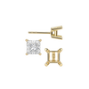 Square Four Prong Flat Side Earrings with Push Post