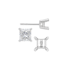 Square Four Prong Flat Side Earrings with Push Post