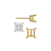 Square Four Prong Flat Side Earrings with Push Post