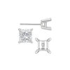 Square Four Prong Flat Side Earrings with Push Post