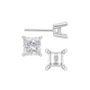 Square Four Prong Flat Side Earrings with Push Post