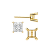 Square Four Prong Flat Side Earrings with Push Post