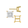 Square Four Prong Flat Side Earrings with Push Post