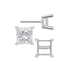 Square Four Prong Flat Side Earrings with Push Post
