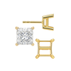 Square Four Prong Flat Side Earrings with Push Post