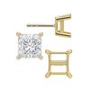 Square Four Prong Flat Side Earrings with Push Post