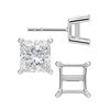 Square Four Prong Flat Side Earrings with Push Post