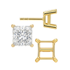 Square Four Prong Flat Side Earrings with Push Post