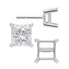 Square Four Prong Flat Side Earrings with Push Post