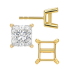 Square Four Prong Flat Side Earrings with Push Post