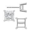 Square Four Prong Flat Side Earrings with Push Post