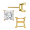 Square Four Prong Flat Side Earrings with Push Post
